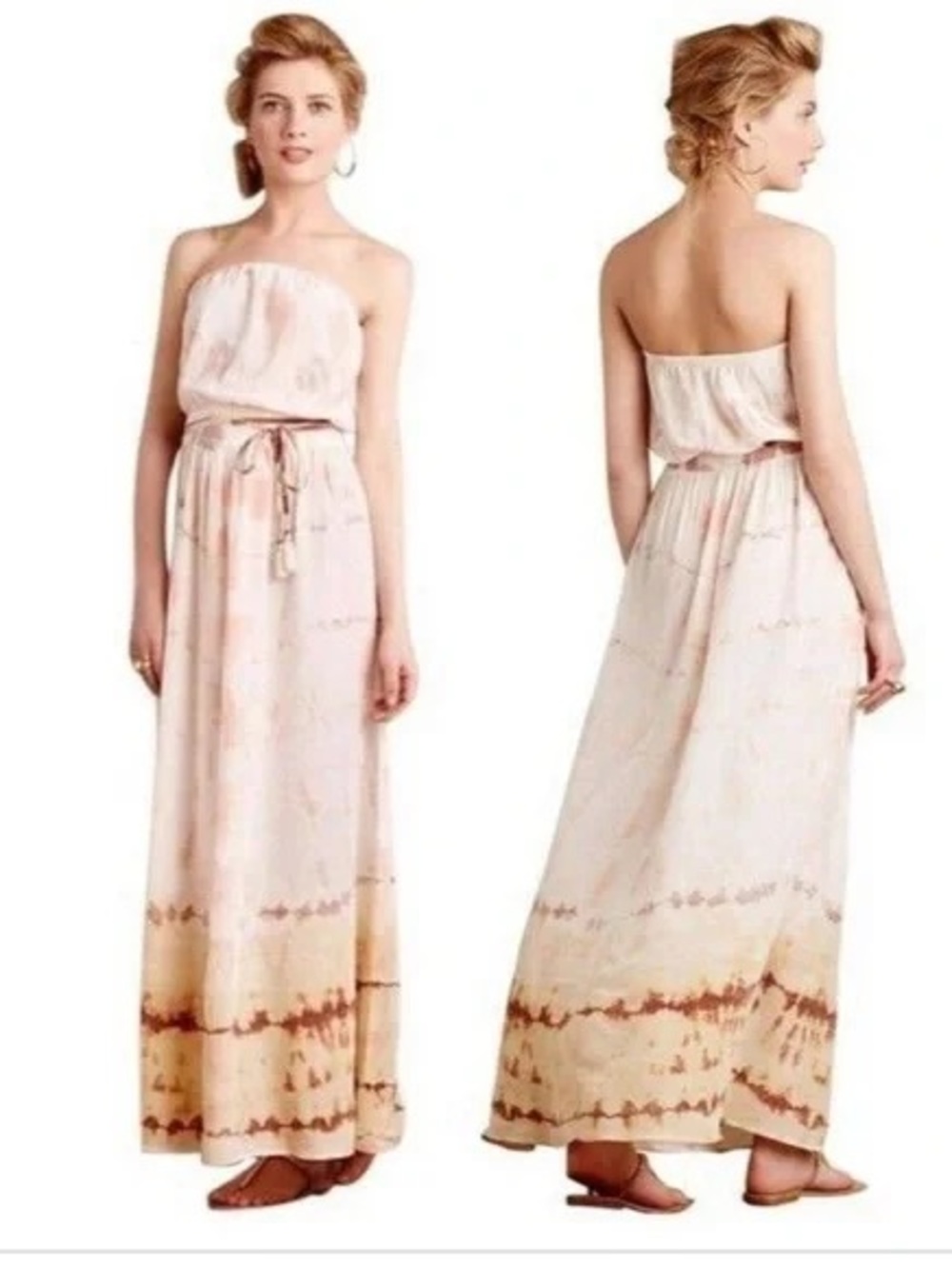 Anthropologie Gypsy 05 shibori Silk Strapless Maxi Dress size 2 tie dye